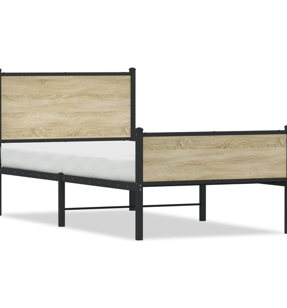 Metallbett ohne Matratze Sonoma-Eiche 100x190 cm