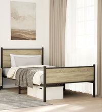Metallbett ohne Matratze Sonoma-Eiche 100x200 cm