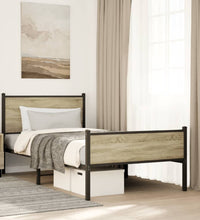 Metallbett ohne Matratze Sonoma-Eiche 107x203 cm