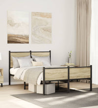 Metallbett ohne Matratze Sonoma-Eiche 120x200 cm