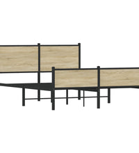 Metallbett ohne Matratze Sonoma-Eiche 137x190 cm