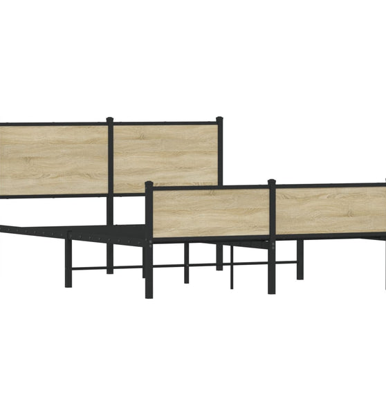 Metallbett ohne Matratze Sonoma-Eiche 137x190 cm