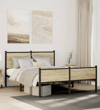 Metallbett ohne Matratze Sonoma-Eiche 137x190 cm
