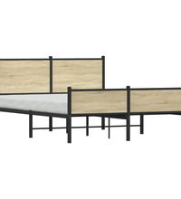 Metallbett ohne Matratze Sonoma-Eiche 137x190 cm