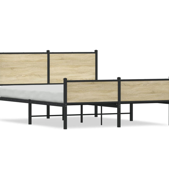 Metallbett ohne Matratze Sonoma-Eiche 137x190 cm