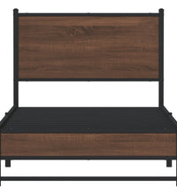 Metallbett ohne Matratze Braun Eichen-Optik 75x190 cm