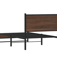 Metallbett ohne Matratze Braun Eichen-Optik 75x190 cm