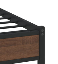 Metallbett ohne Matratze Braun Eichen-Optik 75x190 cm
