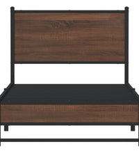 Metallbett ohne Matratze Braun Eichen-Optik 80x200 cm
