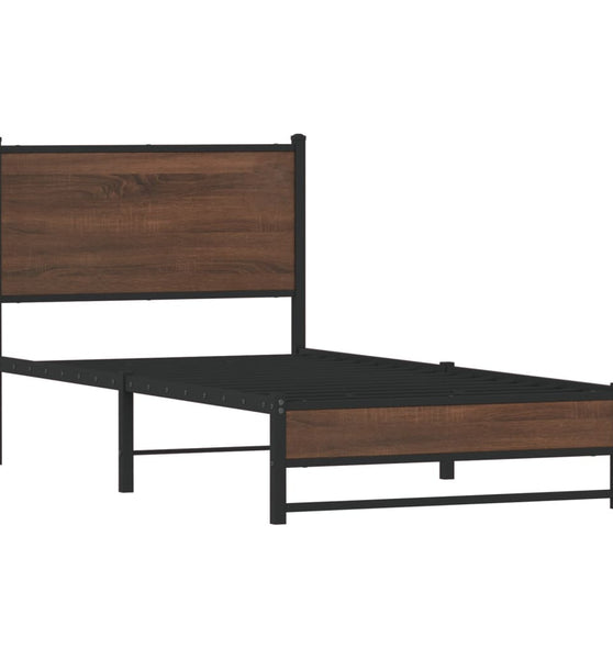 Metallbett ohne Matratze Braun Eichen-Optik 90x190 cm