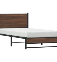 Metallbett ohne Matratze Braun Eichen-Optik 90x190 cm