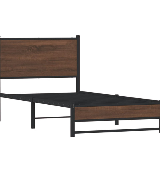Metallbett ohne Matratze Braun Eichen-Optik 90x200 cm