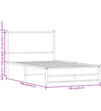 Metallbett ohne Matratze Braun Eichen-Optik 100x190 cm