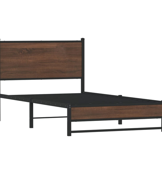 Metallbett ohne Matratze Braun Eichen-Optik 100x200 cm
