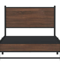 Metallbett ohne Matratze Braun Eichen-Optik 100x200 cm