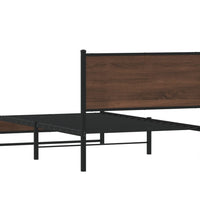 Metallbett ohne Matratze Braun Eichen-Optik 100x200 cm