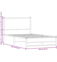 Metallbett ohne Matratze Braun Eichen-Optik 100x200 cm