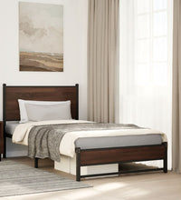 Metallbett ohne Matratze Braun Eichen-Optik 107x203 cm