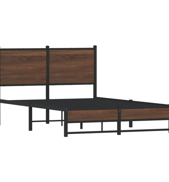 Metallbett ohne Matratze Braun Eichen-Optik 120x190 cm