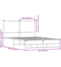 Metallbett ohne Matratze Braun Eichen-Optik 120x190 cm