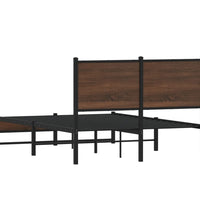 Metallbett ohne Matratze Braun Eichen-Optik 120x200 cm