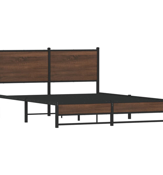 Metallbett ohne Matratze Braun Eichen-Optik 137x190 cm