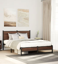 Metallbett ohne Matratze Braun Eichen-Optik 137x190 cm