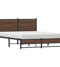 Metallbett ohne Matratze Braun Eichen-Optik 137x190 cm