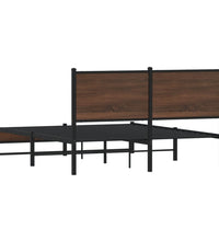 Metallbett ohne Matratze Braun Eichen-Optik 137x190 cm