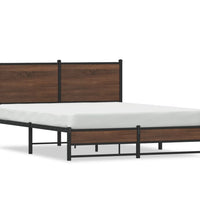 Metallbett ohne Matratze Braun Eichen-Optik 137x190 cm