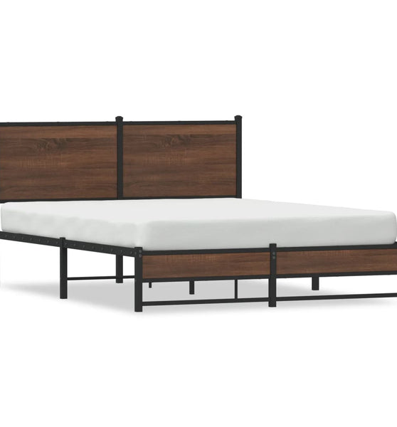 Metallbett ohne Matratze Braun Eichen-Optik 137x190 cm