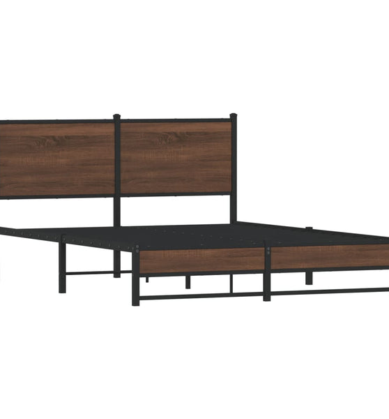 Metallbett ohne Matratze Braun Eichen-Optik 150x200 cm
