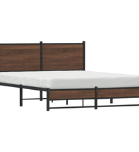Metallbett ohne Matratze Braun Eichen-Optik 150x200 cm