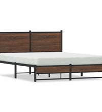 Metallbett ohne Matratze Braun Eichen-Optik 150x200 cm