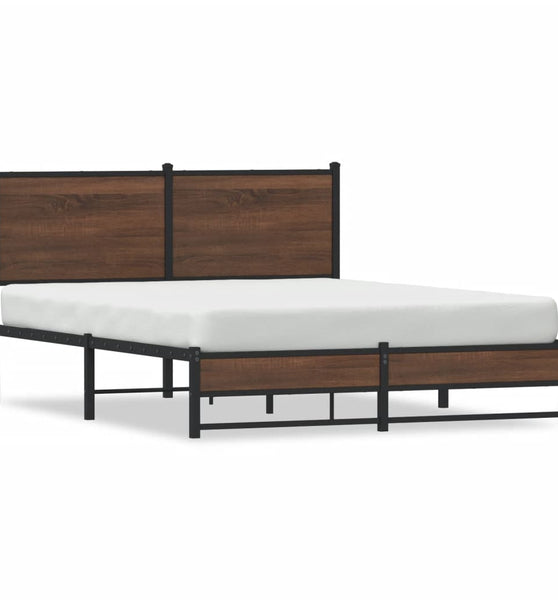 Metallbett ohne Matratze Braun Eichen-Optik 150x200 cm