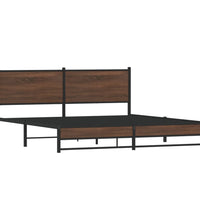 Metallbett ohne Matratze Braun Eichen-Optik 160x200 cm