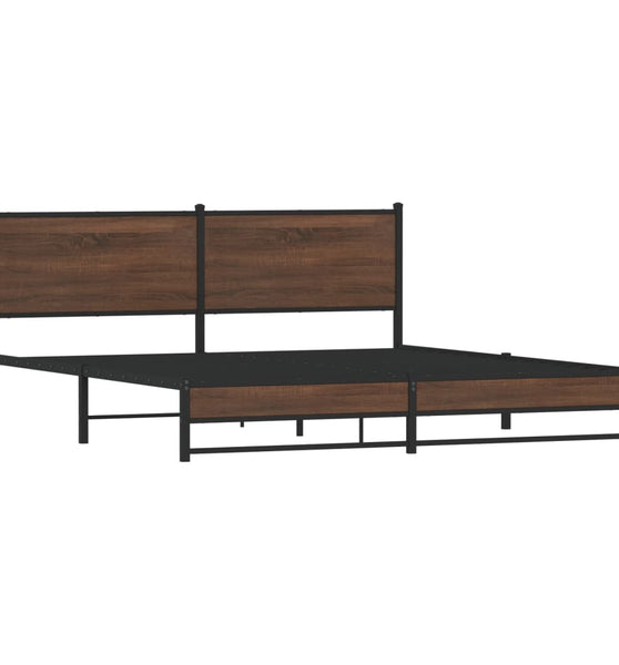 Metallbett ohne Matratze Braun Eichen-Optik 160x200 cm
