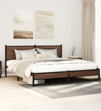 Metallbett ohne Matratze Braun Eichen-Optik 160x200 cm