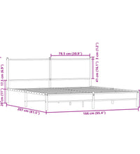 Metallbett ohne Matratze Braun Eichen-Optik 160x200 cm