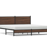 Metallbett ohne Matratze Braun Eichen-Optik 160x200 cm