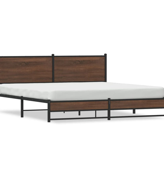 Metallbett ohne Matratze Braun Eichen-Optik 160x200 cm