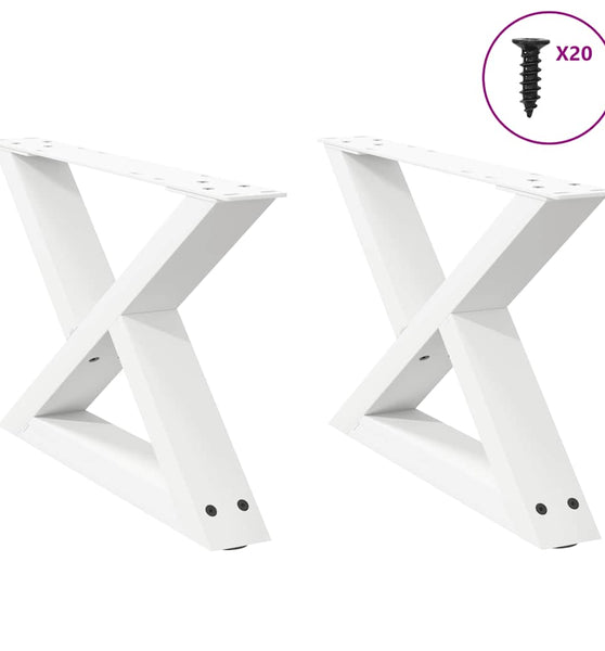 Couchtischbeine 2 Stk. Weiß 60x(30-31,3) cm Stahl