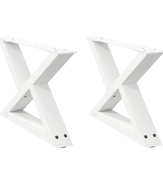 Couchtischbeine 2 Stk. Weiß 60x(30-31,3) cm Stahl