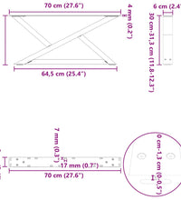 Couchtischbeine 2 Stk. Schwarz 70x(30-31,3) cm Stahl