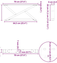 Couchtischbeine 2 Stk. Naturstahl 70x(30-31,3) cm Stahl