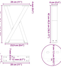 Couchtischbeine 2 Stk. Anthrazit 28x(42-43,3) cm Stahl