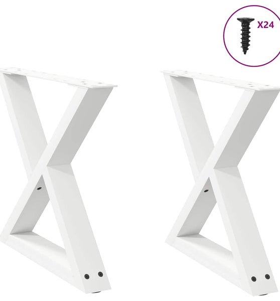 Couchtischbeine 2 Stk. Weiß 60x(42-43,3) cm Stahl