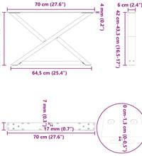 Couchtischbeine 2 Stk. Naturstahl 70x(42-43,3) cm Stahl