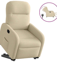 Relaxsessel mit Aufstehhilfe Elektrisch Creme Stoff