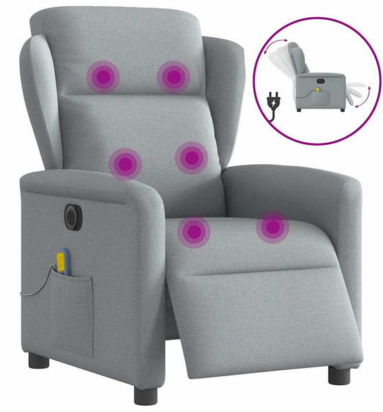 Massagesessel Elektrisch Hellgrau Stoff